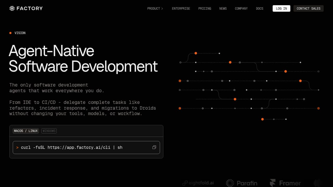 Screenshot of Factory AI website