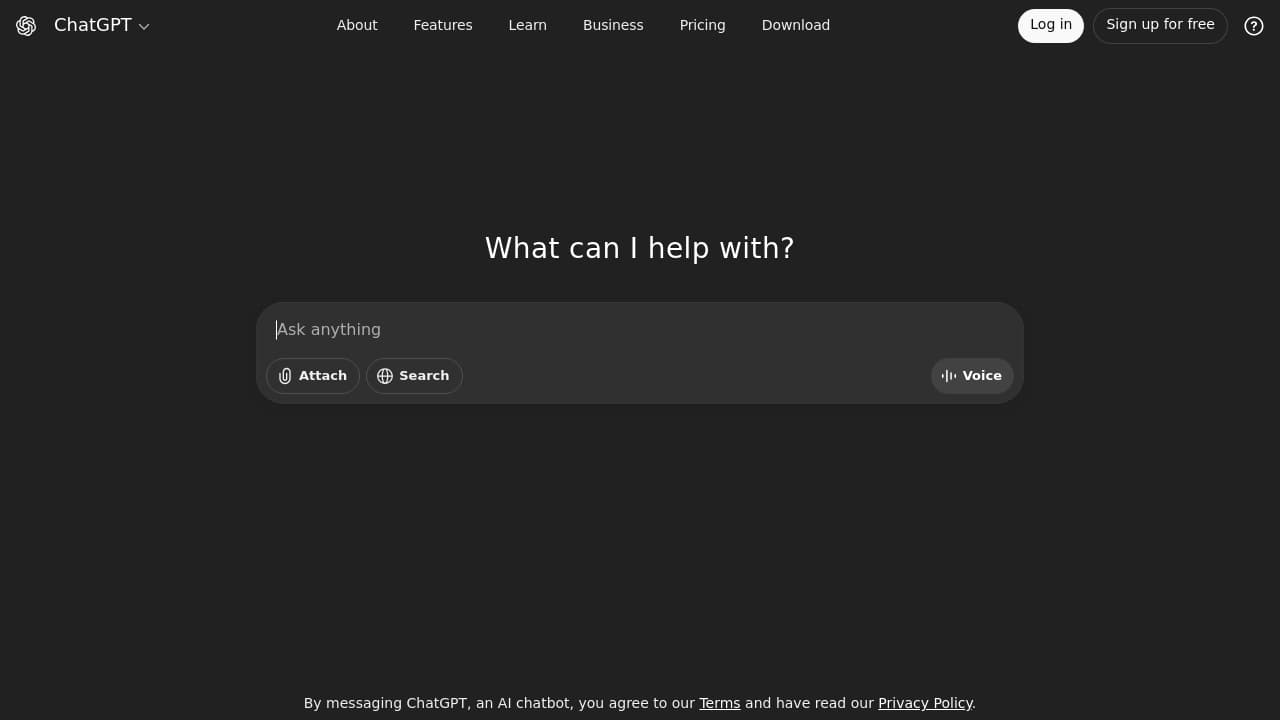 Screenshot of ChatGPT website
